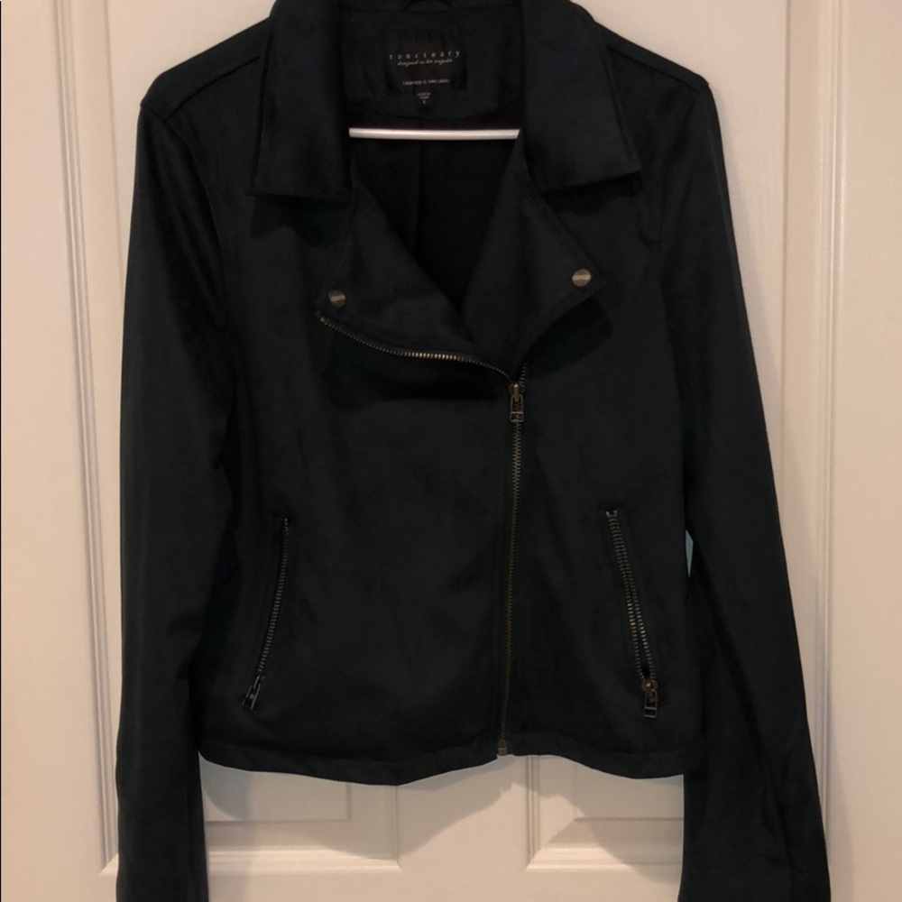 Sanctuary dark forest green suede jacket sz L